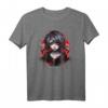 Rätselhafter Vampir Junge T-Shirt mit Roten Augen - Japanisches Gothic Design für Fans dunkler, mysteriöser Mode