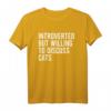 Introverted But Willing To Discuss Cats T-Shirt - Humorous Gift for Cat Lovers on Birthdays & Christmas