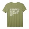 Introverted But Willing To Discuss Cats T-Shirt - Humorous Gift for Cat Lovers on Birthdays & Christmas