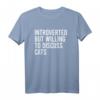 Introverted But Willing To Discuss Cats T-Shirt - Humorous Gift for Cat Lovers on Birthdays & Christmas