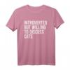 Introverted But Willing To Discuss Cats T-Shirt - Humorous Gift for Cat Lovers on Birthdays & Christmas