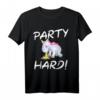 Damen Party Hard Feiern Malle Ibiza JGA Techno Rave Einhorn T-Shirt – Lustiges Party Outfit für Frauen & Freundinnen, Ideal für JGA, Geburtstags- & Weihnachtsgeschenke