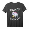 Damen Party Hard Feiern Malle Ibiza JGA Techno Rave Einhorn T-Shirt – Lustiges Party Outfit für Frauen & Freundinnen, Ideal für JGA, Geburtstags- & Weihnachtsgeschenke