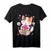 Katze Boba Tee Bubble Tea Anime Kawaii Neko T-Shirt – Perfektes Geschenk für Anime- und Manga-Fans, Mädchen und Kinder