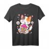 Katze Boba Tee Bubble Tea Anime Kawaii Neko T-Shirt – Perfektes Geschenk für Anime- und Manga-Fans, Mädchen und Kinder
