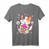 Katze Boba Tee Bubble Tea Anime Kawaii Neko T-Shirt – Perfektes Geschenk für Anime- und Manga-Fans, Mädchen und Kinder