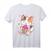 Katze Boba Tee Bubble Tea Anime Kawaii Neko T-Shirt – Perfektes Geschenk für Anime- und Manga-Fans, Mädchen und Kinder