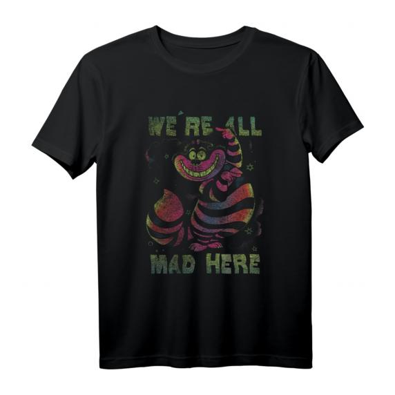HapDuck Alice im Wunderland T-Shirt mit Cheshire Cat Neon Design - All Mad Here Lizenziertes Disney Fan-Shirt HapDuck Alice im Wunderland T-Shirt mit Cheshire Cat Neon Design - All Mad Here Lizenziertes Disney Fan-Shirt