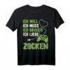 Ich liebe Zocken Gamer T-Shirt - Perfektes Geschenk für Zocker, Gamer und Computerfreaks mit coolem Design