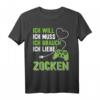 Ich liebe Zocken Gamer T-Shirt - Perfektes Geschenk für Zocker, Gamer und Computerfreaks mit coolem Design