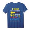 Herren 40 Geburtstag Lustiges Gamer T-Shirt - Level Freigeschaltet, Geschenk für Zocker und Gaming-Fans geboren 1980