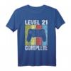 Level 21 Gamer T-Shirt - Perfektes Geburtstagsgeschenk für Männer und Frauen zum 21. Geburtstag mit Video-Game Controller & Level Up Design
