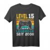 Level 15 Jahre Geburtstagsshirt für Jungen Gamer 2008 - Cooles Geschenk für den Gaming Geburtstag, Controller Motiv & LAN-Party Style
