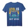 Level 15 Jahre Geburtstagsshirt für Jungen Gamer 2008 - Cooles Geschenk für den Gaming Geburtstag, Controller Motiv & LAN-Party Style