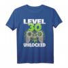Level 30 Unlocked Gaming T-Shirt zum 30. Geburtstag - Lustiges Geschenk für Gamer, Damen und Herren, mit Controller-Design