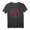 Mädchen 16. Geburtstag T-Shirt - Lustiges Sweet 16 Geschenk in Pink mit Blumenkranz für die große Party