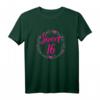 Mädchen 16. Geburtstag T-Shirt - Lustiges Sweet 16 Geschenk in Pink mit Blumenkranz für die große Party