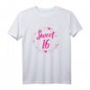 Mädchen 16. Geburtstag T-Shirt - Lustiges Sweet 16 Geschenk in Pink mit Blumenkranz für die große Party