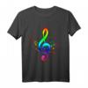 Regenbogen Musik Geschenk Buntes Notenschlüssel T-Shirt – Perfektes Geschenk für Musiker, Komponisten & Musikliebhaber zu Weihnachten & Geburtstag