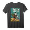 HapDuck T-Shirt mit Felix The Cat, der eine große Biss aus dem Mond nimmt – Lustiges Retro-Design für Geburtstagsfeiern