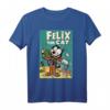 HapDuck T-Shirt mit Felix The Cat, der eine große Biss aus dem Mond nimmt – Lustiges Retro-Design für Geburtstagsfeiern