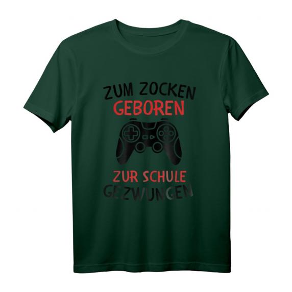 Zum Zocken Geboren Zur Schule Gezwungen Gaming T-Shirt – Lustiges Geschenk für Gamer, Kinder, Eltern & Geburtstagsgeschenk