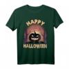 Happy Halloween T-Shirt mit Kürbis, Mond, Fledermäusen und Hexe – Perfekt für Halloween-Partys und saisonale Feierlichkeiten