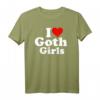 I Love Heart Goth Girls T-Shirt - Klassischer Schnitt, doppelt genähter Saum, perfekt für Gothic- und Emo-Fans