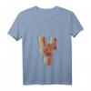 Damen Teufelshörne Zeichen Retro Vintage Metal Fork Pommesgabel T-Shirt mit V-Ausschnitt – Perfektes Geschenk für Rock- und Metal-Fans und Musiker